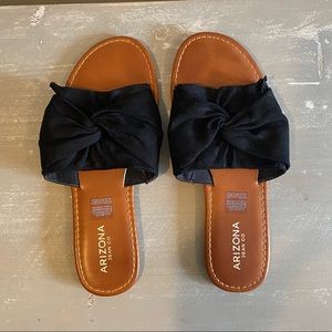 Arizona Jeans Company Black Suede Brown Leather Sandals Size 8